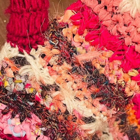 Boho Silk and Fabric Crocheted Fleece Mittens - Picture 4 of 8